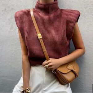 Zara knit shoulder pad top